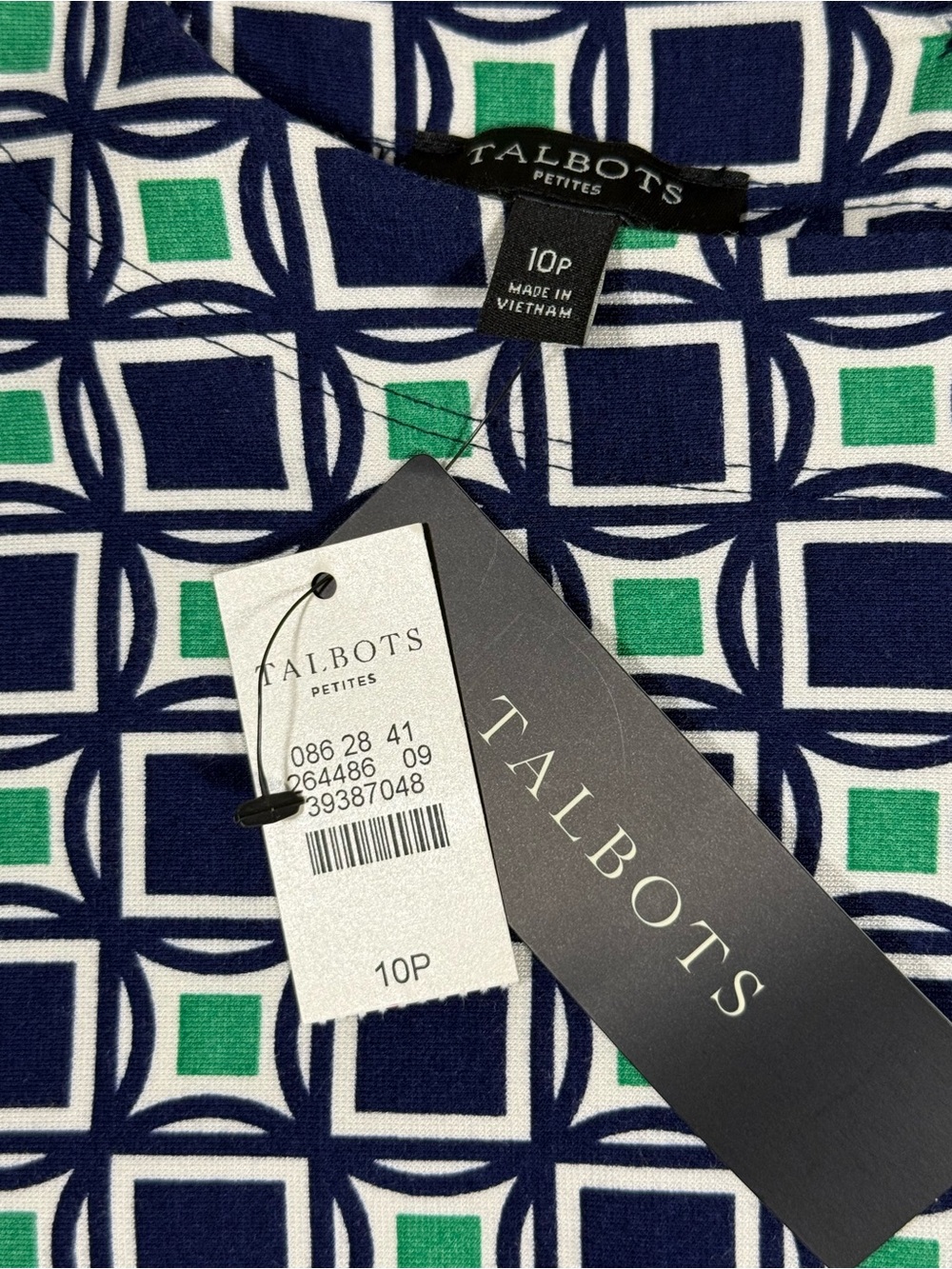 Talbots Petites Shift Dress Womens 10P Geometric Print Career Office Stretch NWT - Picture 7 of 8